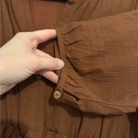 World of Crow Brown Elasticized Midi Dress Sz S - Picture 9 of 14